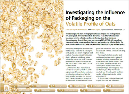 Article on volatiles from oats from LCGC the column, Dec 2024